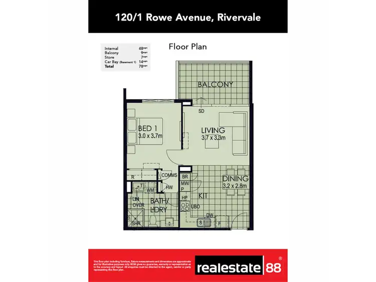 Floorplan of Homely apartment listing, 120/1 Rowe Avenue, Rivervale WA 6103