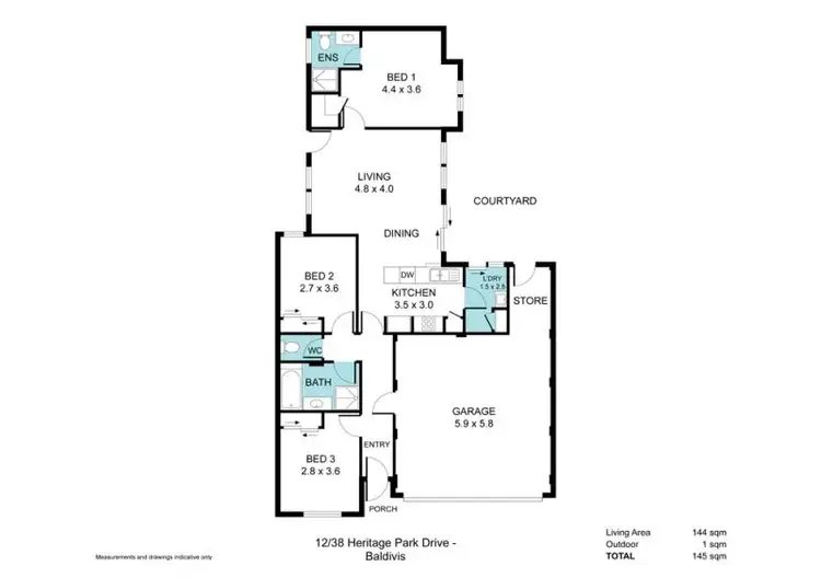 Floorplan of Homely villa listing, 12/38 Heritage Park  Drive, Baldivis WA 6171