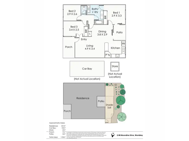 Floorplan of Homely apartment listing, 3/48 Moondine Drive, Wembley WA 6014