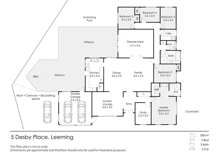 Floorplan of Homely house listing, 5 Desby Place, Leeming WA 6149