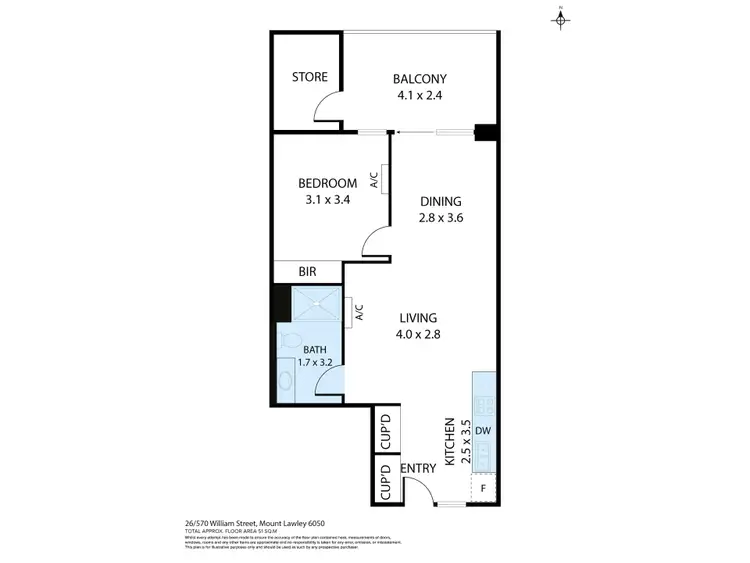 Floorplan of Homely apartment listing, 26/570 William Street, Mount Lawley WA 6050