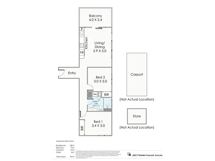 Floorplan of Homely apartment listing, 602/17 Malata Crescent, Success WA 6164