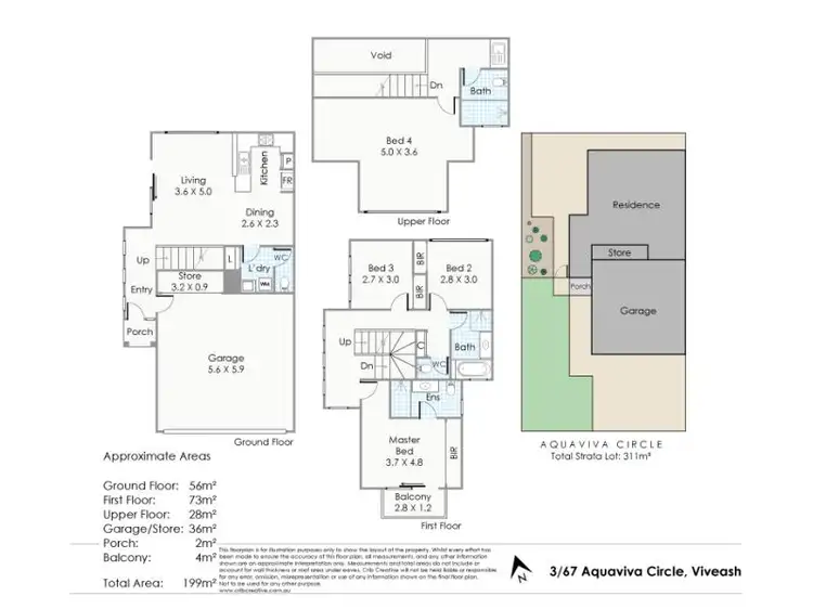 Floorplan of Homely townhouse listing, 3/67 Aquaviva Circle, Viveash WA 6056