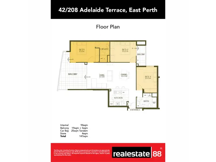 Floorplan of Homely apartment listing, 42/208 Adelaide Terrace, East Perth WA 6004