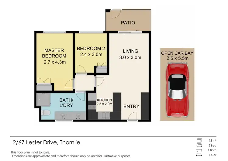 Floorplan of Homely unit listing, 2/67 Lester Drive, Thornlie WA 6108