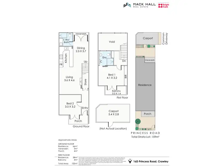 Floorplan of Homely townhouse listing, 16D Princess Road, Crawley WA 6009