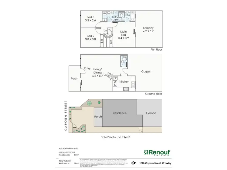 Floorplan of Homely townhouse listing, 1/28 Caporn Street, Crawley WA 6009