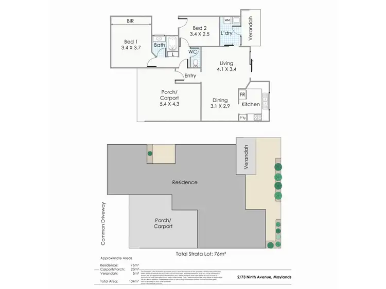 Floorplan of Homely villa listing, 2/73 Ninth Avenue, Maylands WA 6051