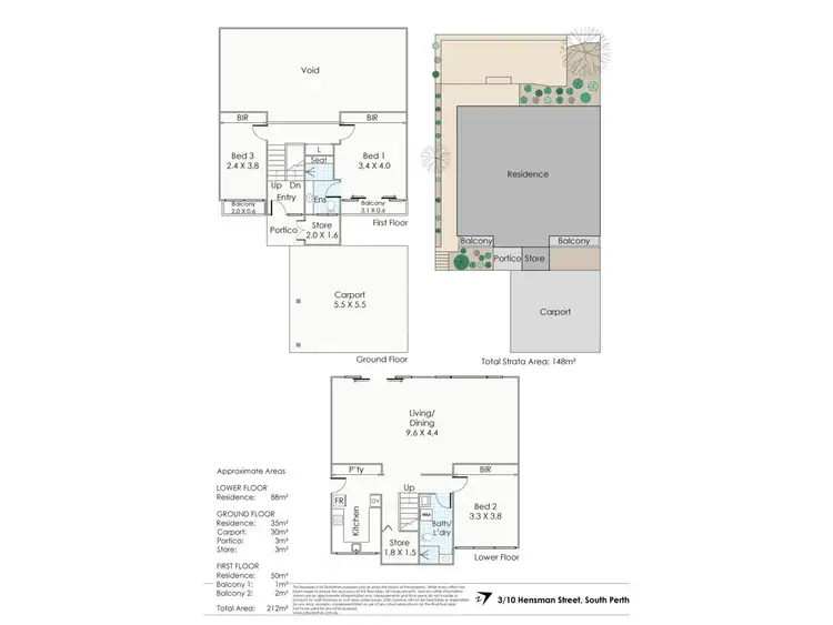 Floorplan of Homely townhouse listing, 3/10 Hensman, South Perth WA 6151