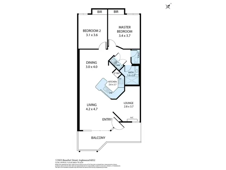 Floorplan of Homely unit listing, 17/825 Beaufort Street, Inglewood WA 6052