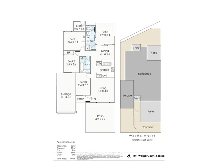 Floorplan of Homely villa listing, 2/1 Walga Court, Yokine WA 6060