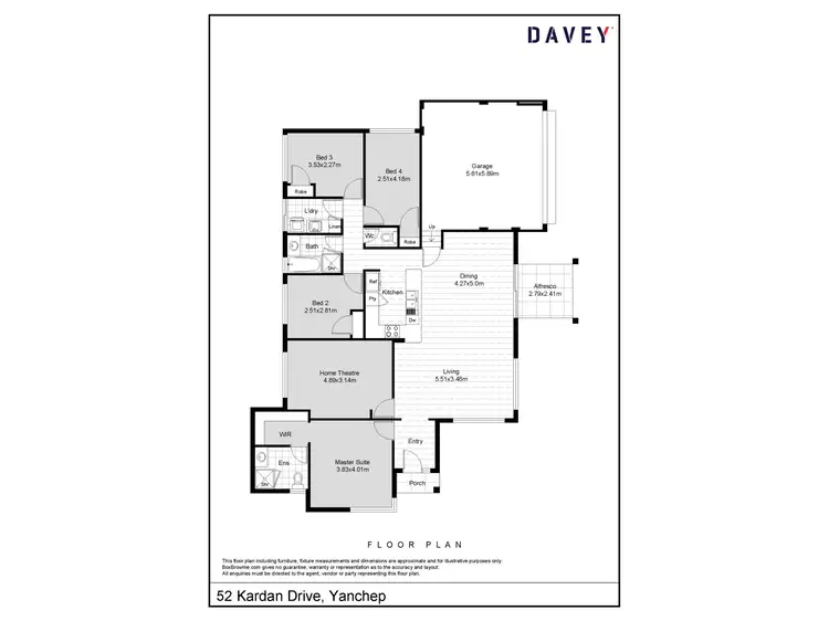 Floorplan of Homely house listing, 52 Kardan Drive, Yanchep WA 6035