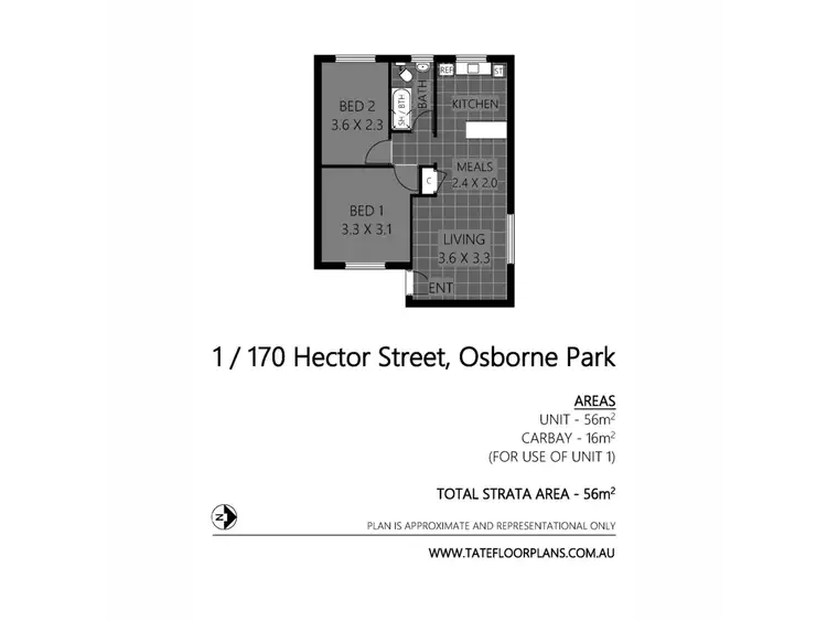 Floorplan of Homely unit listing, 1/170 Hector Street, Osborne Park WA 6017