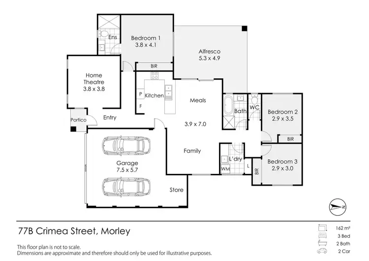 Floorplan of Homely unit listing, 1/77 Crimea Street, Morley WA 6062