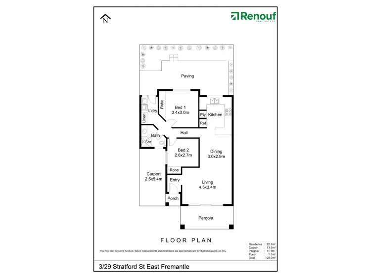 Floorplan of Homely villa listing, 3/29 Stratford Street, East Fremantle WA 6158