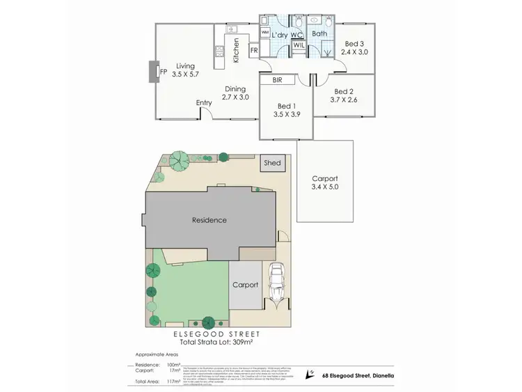 Floorplan of Homely house listing, 68 Elsegood Street, Dianella WA 6059