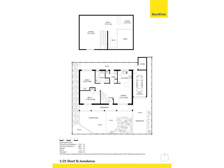 Floorplan of Homely townhouse listing, 1/21 Short Street, Joondanna WA 6060