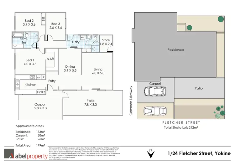 Floorplan of Homely villa listing, 1/24 Fletcher Street, Yokine WA 6060