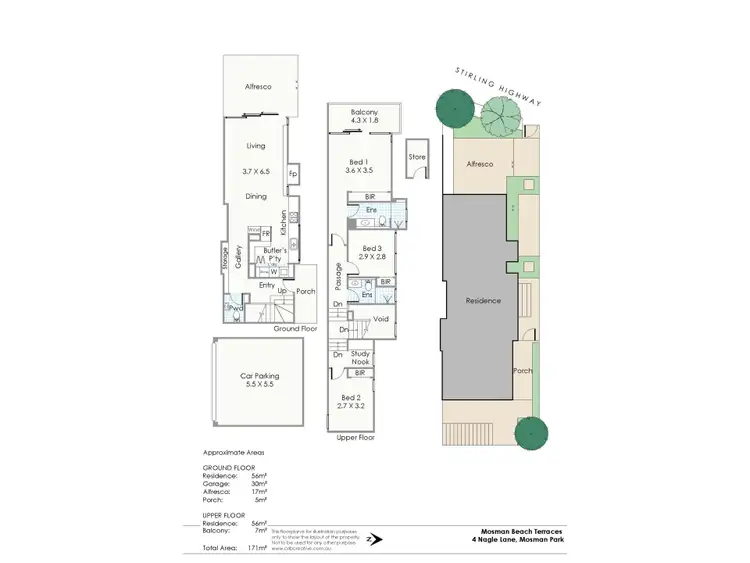 Floorplan of Homely townhouse listing, 1/4 Nagle Lane, Mosman Park WA 6012