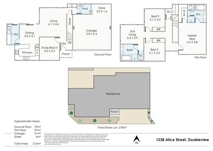 Floorplan of Homely townhouse listing, 123B Alice Street, Doubleview WA 6018