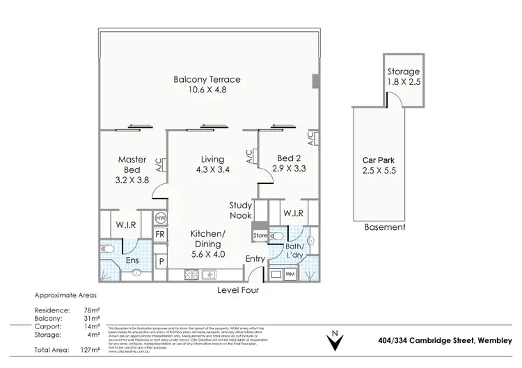 Floorplan of Homely apartment listing, 404/334 Cambridge Street, Wembley WA 6014