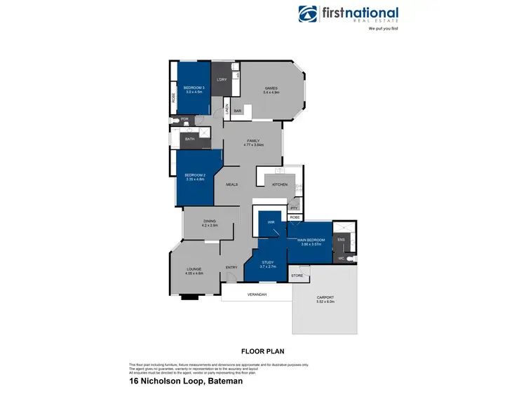 Floorplan of Homely house listing, 16 Nicholson Loop, Bateman WA 6150