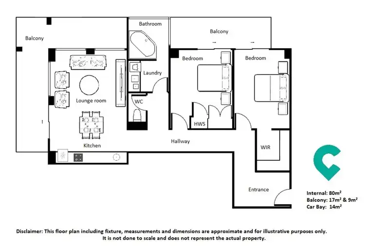 Floorplan of Homely apartment listing, 80/996 Hay Street, Perth WA 6000