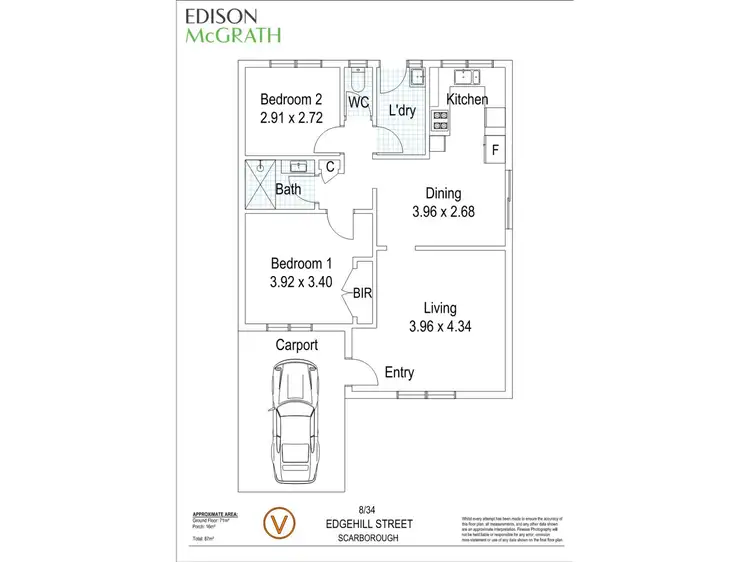 Floorplan of Homely unit listing, 8/34 Edgehill Street, Scarborough WA 6019