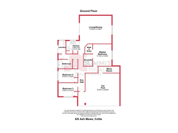 Floorplan of Homely unit listing, 6/8 Ash Mews, Collie WA 6225
