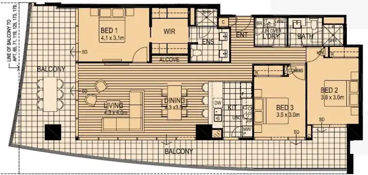 Floorplan of Homely apartment listing, 221/189 Adelaide Terrace, East Perth WA 6004