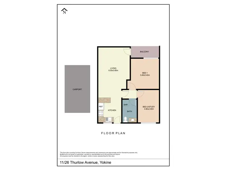 Floorplan of Homely apartment listing, 11/26 Thurlow Avenue, Yokine WA 6060