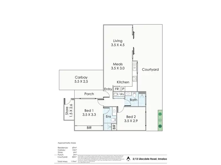 Floorplan of Homely apartment listing, 2/12 Lilacdale Road, Innaloo WA 6018