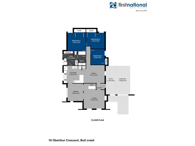 Floorplan of Homely house listing, 16 Oberthur Crescent, Bull Creek WA 6149