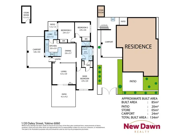 Floorplan of Homely villa listing, 1/20 Daley Street, Yokine WA 6060