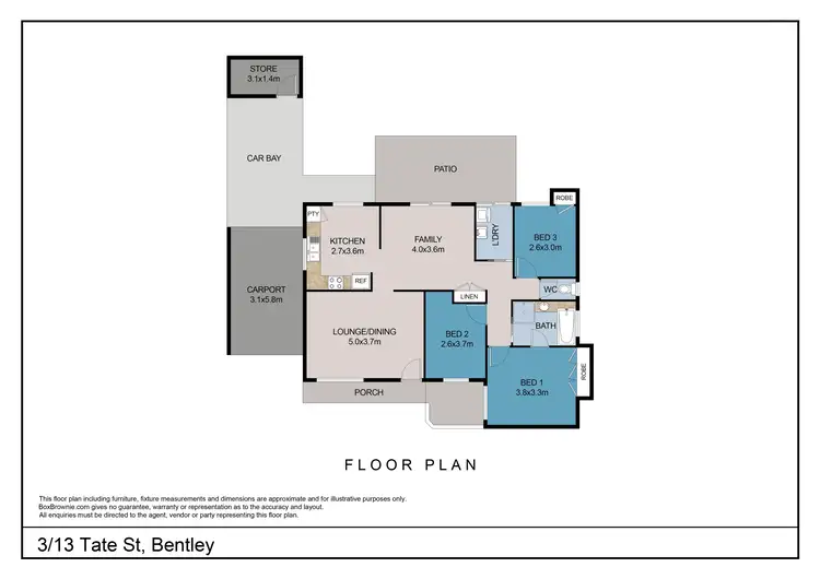 Floorplan of Homely unit listing, 3/13 Tate Street, Bentley WA 6102