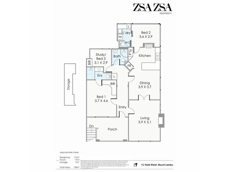 Floorplan of Homely apartment listing, 1C Field Street, Mount Lawley WA 6050