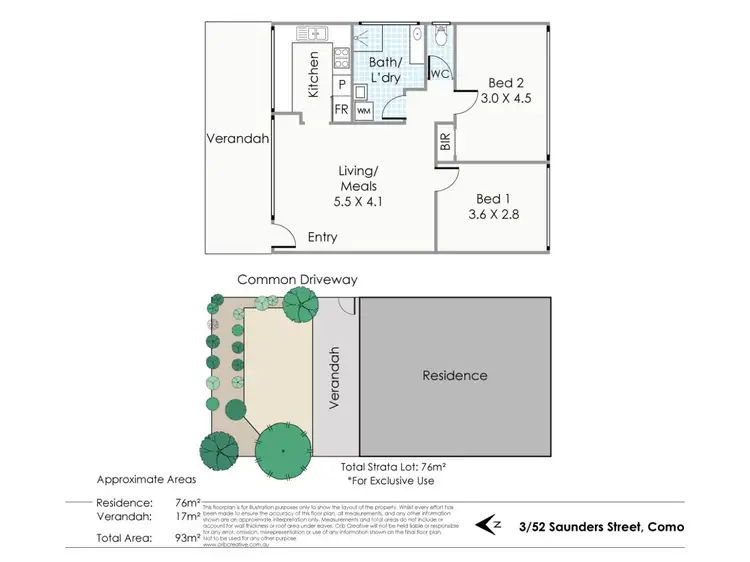 Floorplan of Homely villa listing, 3/52 Saunders Street, Como WA 6152