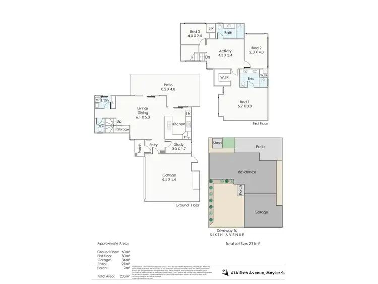 Floorplan of Homely townhouse listing, 61A Sixth Avenue, Maylands WA 6051