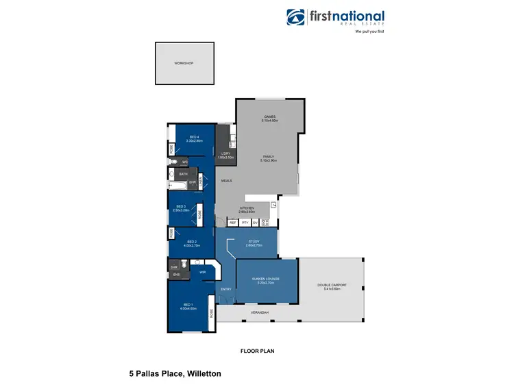 Floorplan of Homely house listing, 5 Pallas Place, Willetton WA 6155
