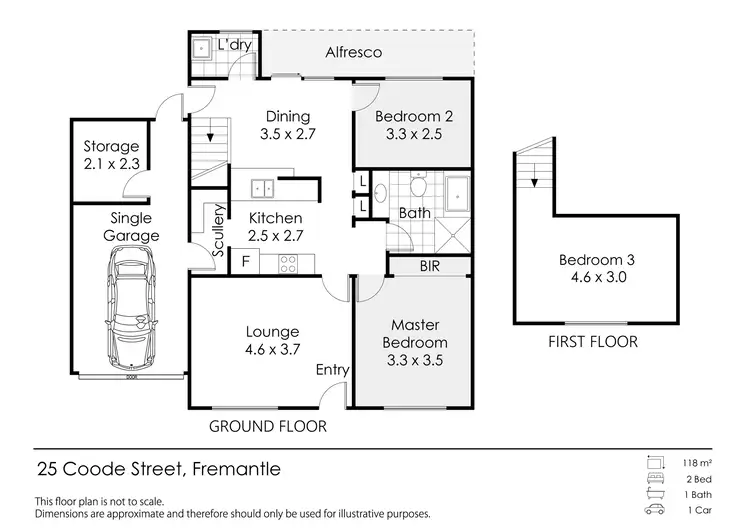 Floorplan of Homely townhouse listing, 6/25 Coode Street, Fremantle WA 6160