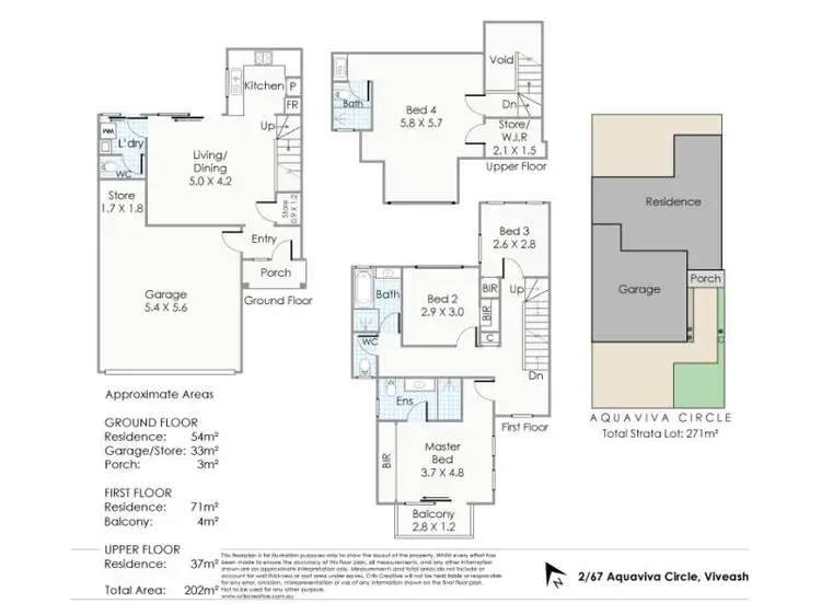 Floorplan of Homely townhouse listing, 2/67 Aquaviva Circle, Viveash WA 6056