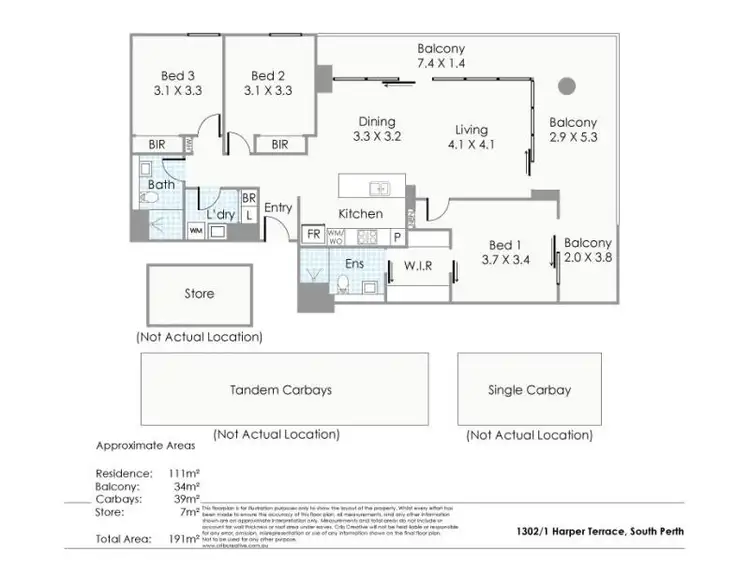 Floorplan of Homely apartment listing, 1302/1 Harper Terrace, South Perth WA 6151