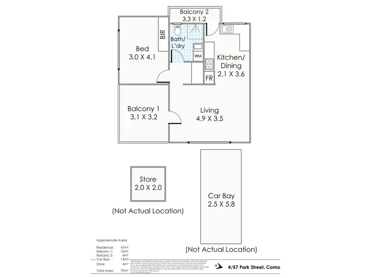 Floorplan of Homely unit listing, 4/57 Park Street, Como WA 6152