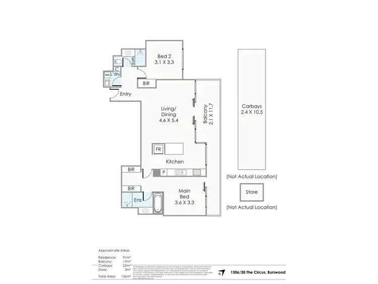 Floorplan of Homely apartment listing, 1306/30 The Circus, Burswood WA 6100