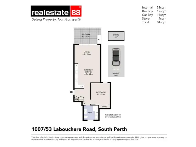 Floorplan of Homely apartment listing, 1007/53 Labouchere Road, South Perth WA 6151