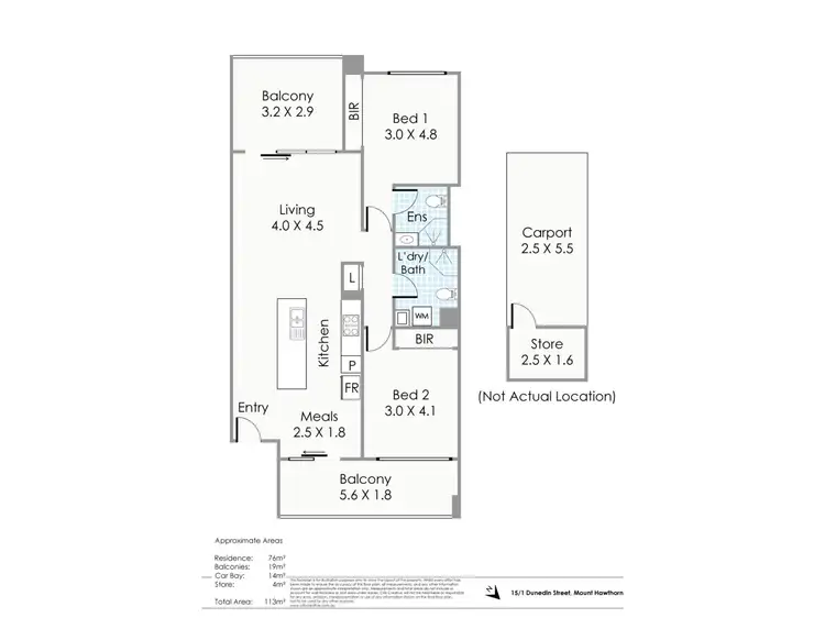 Floorplan of Homely apartment listing, 15/1 Dunedin, Mount Hawthorn WA 6016