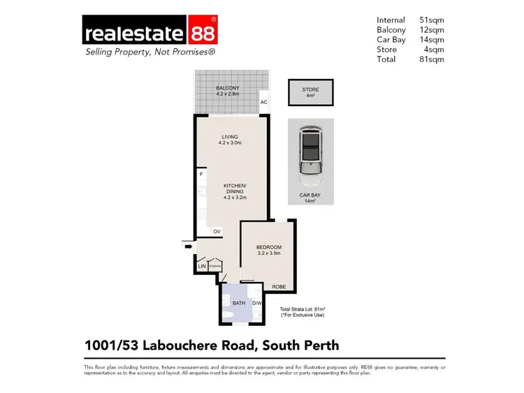 Floorplan of Homely apartment listing, 1001/53 Labouchere Road, South Perth WA 6151
