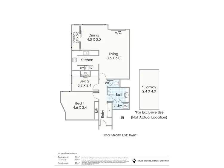 Floorplan of Homely apartment listing, 6B/25 Victoria Avenue, Claremont WA 6010