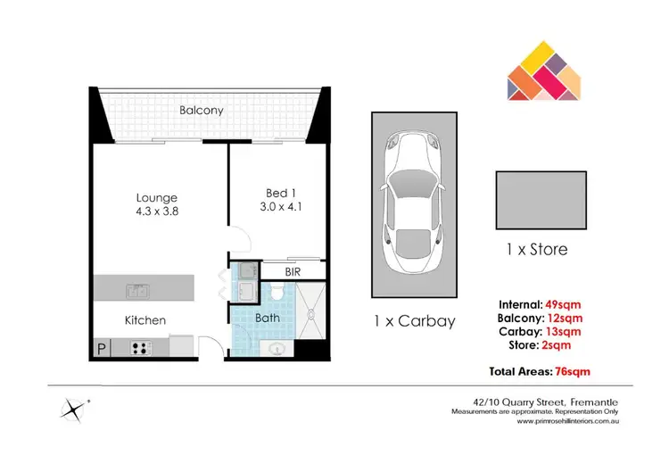 Floorplan of Homely apartment listing, 42/10 Quarry Street, Fremantle WA 6160