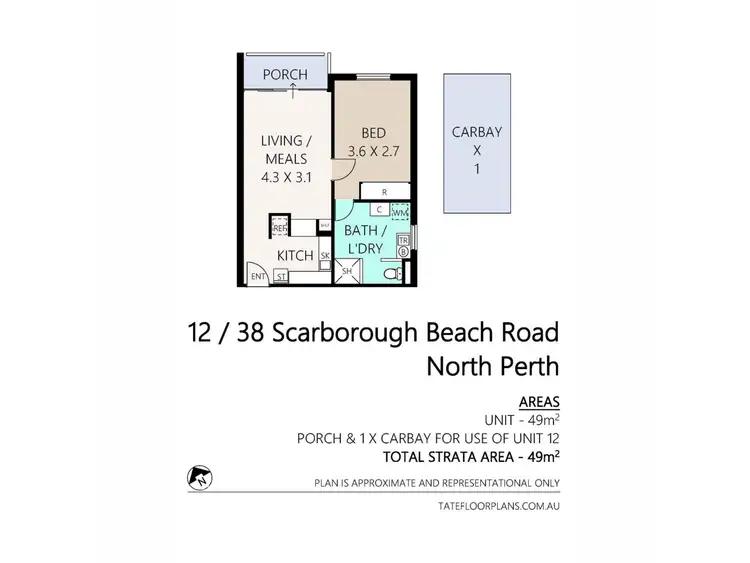 Floorplan of Homely apartment listing, 12/38 Scarborough Beach Road, North Perth WA 6006